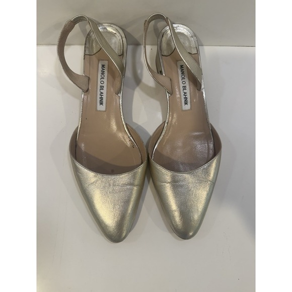 Manolo Blahnik Shoes - Manolo Blahnik Carolyne d'Orsay Silver sling back pumps 38.5
